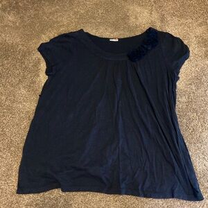 Navy Blue Top with Flowers